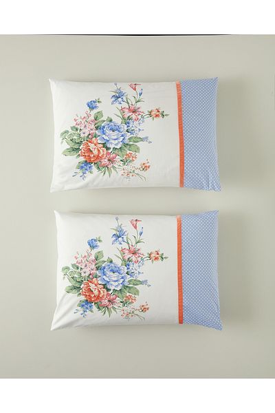 English Home Fetă de pernă din bumbac 2 piese Rose Romance - 50x70 cm Albastru