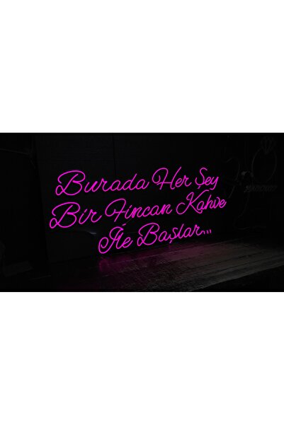 vinyuup Burada Herşey Bir Fincan Kahve - Dekoratif Duvar Aydınlatması Neon Le...