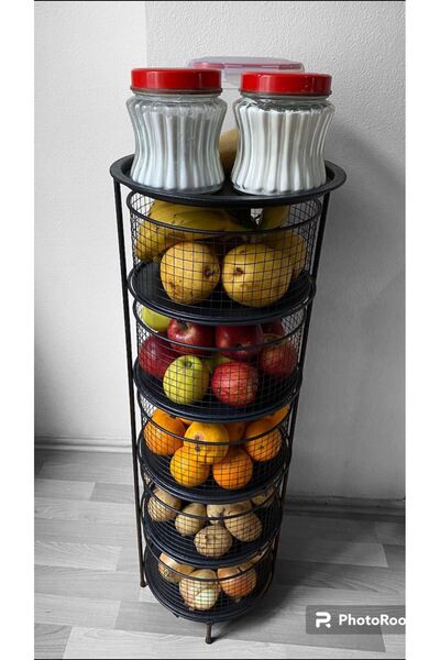 PİRAMİT DEKOR 5 Katli Metal Sebzelik portatif Sebze Meyve Bakliyat Sepeti İMA...