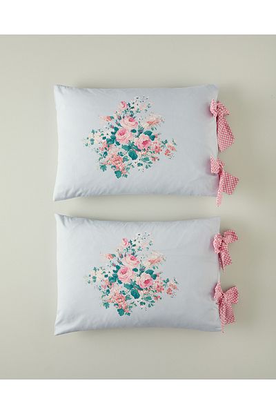 English Home Mystic Rose 2-Piece Combination - Cotton and Laced Blue Pillow Case