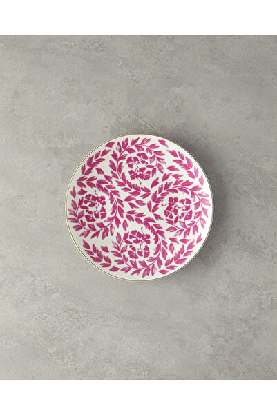 English Home طبق تقديم بورسلين مزين بالزهور باللون الفوشيا والأبيض مقاس 25 سم