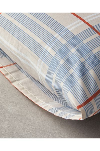 English Home Natural Plaid 2-Piece Pillowcase Beige