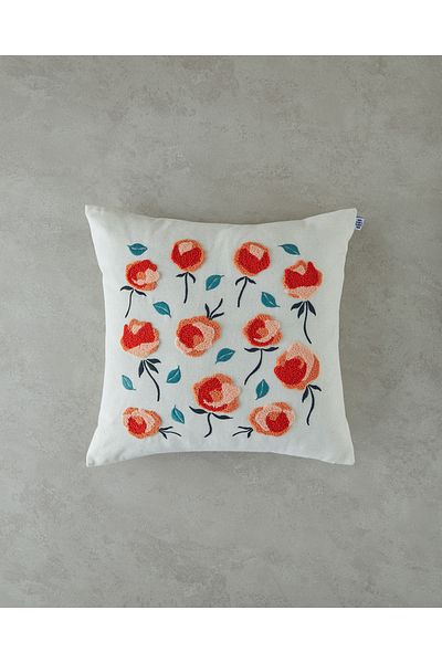 English Home Natural Throw Pillow - Croco Punch Embroidered Filled