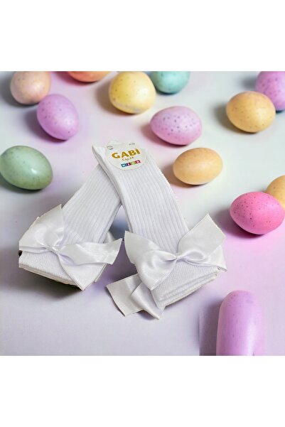 Shopiolog Детски памучни чорапи до коляното - с мрежа и панделка