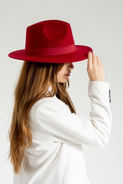 Çalıkuşu Női bordó Fedora kalap Kemény cowboy kalap