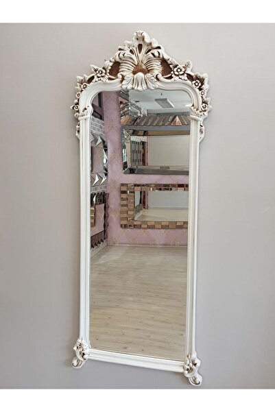 AYNA DENİZİ Vintage Madam Model Eskitme Beyaz Renk Dekoratif Boy Aynası