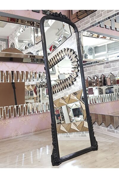 AYNA DENİZİ Matmazel Model Siyah Renk Dekoratif Ayaklı Boy Aynası