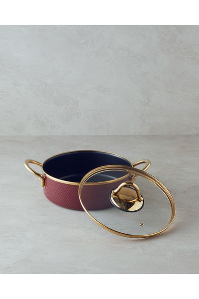 English Home Πλάγια κατσαρόλα Copenhagen Enamel Non-Stick 24 cm Claret Red