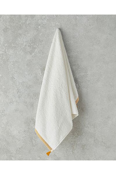 English Home Colorful Lines Cotton Face Towel Ecru-Yellow