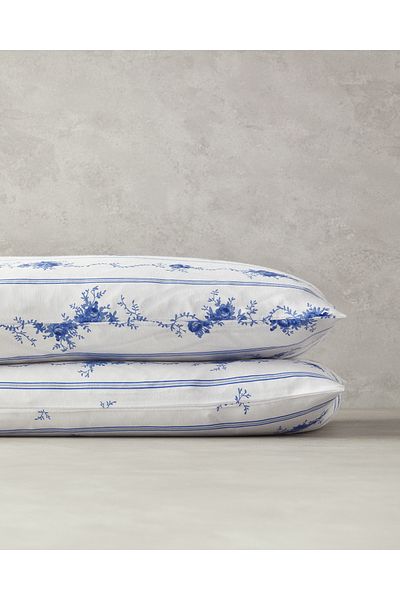 English Home Față de pernă Flower Line 2 piese Albastră