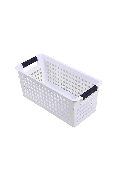 QUTU Q-Basket Rectangular Plastic Storage Basket -White
