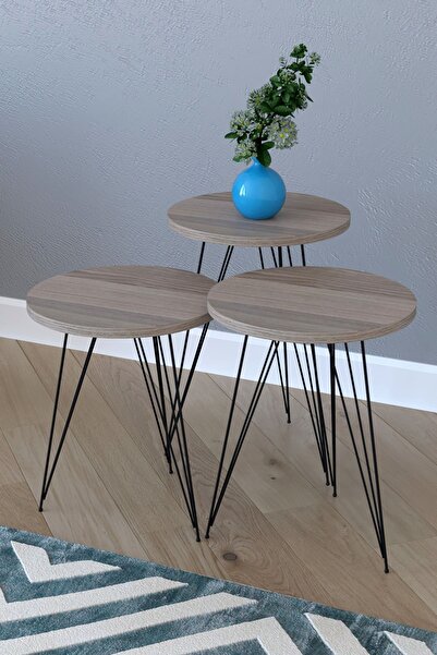 Remaks Elit 3'lü Yuvarlak Zigon Sehpa - Kordoba