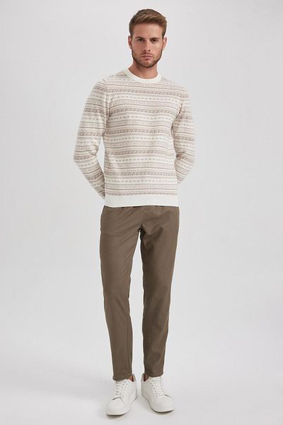 DeFacto Gabardine Jogger Pants with Lace-Up Waist Elastic Straight Leg Pockets A5741Ax23Au