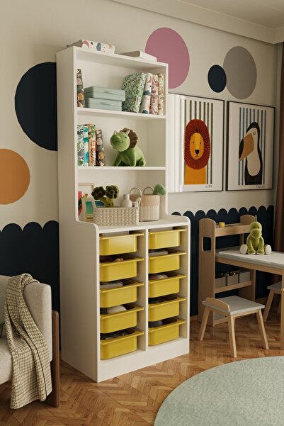 Remaks Lisano 10 Sepet Çok Amaçlı Oyuncak Dolabı Sarı