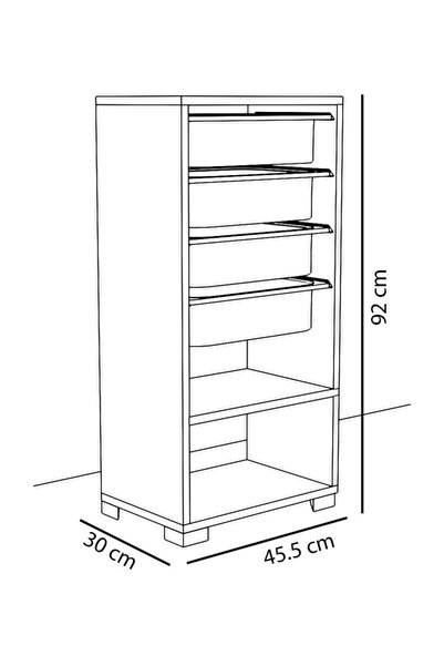 Remaks 4 Sepetli Çok Amaçlı Dolap Sebzelik Mutfak Dolabı - Beyaz