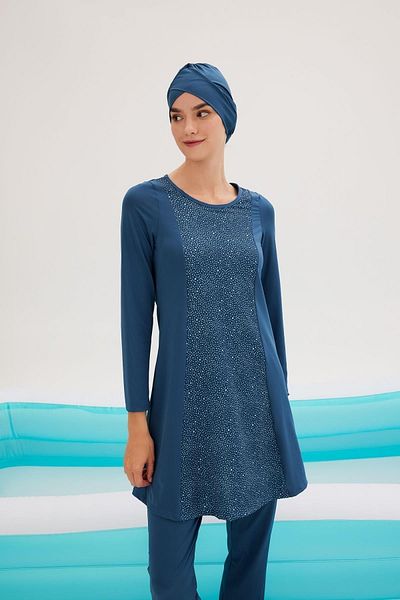 DeFacto Burkini gemustertes 3-teiliges Hijab-Badeanzug-Set - B0870ax23sm