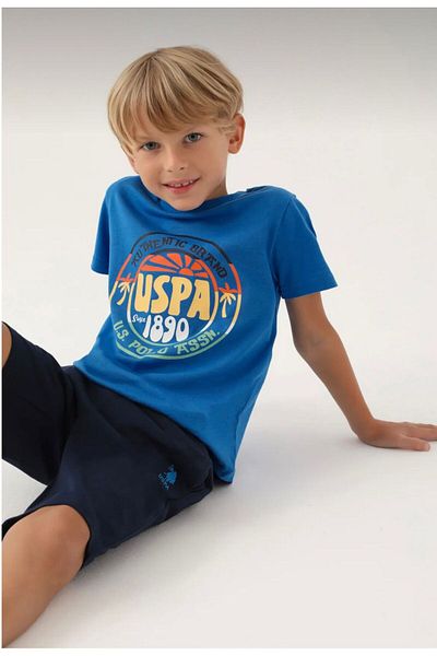 U.S. Polo Assn. US Polo Assn.Boy's Blue Bermuda Suit - Licensed, Crew Neck