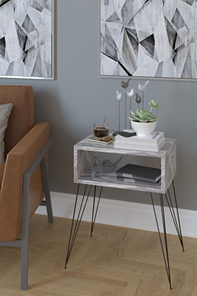 Remaks Elit Yan Sehpa - Beyaz Mermer