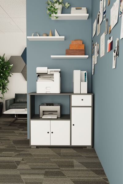 Remaks Bole 90 cm Çok Amaçlı Ofis evrak dolabı  Antrasit / Beyaz