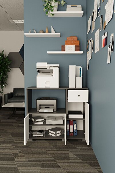 Remaks Bole 90 cm Çok Amaçlı Ofis evrak dolabı  Antrasit / Beyaz