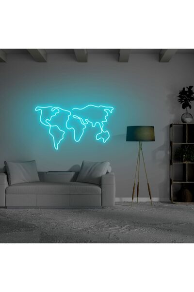 neon graph - World Map - Led Dekoratif Duvar Aydınlatması Neon Duvar Yazısı S...