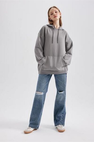 DeFacto Thick and Hooded Oversize Sweatshirt - M3417az23wn