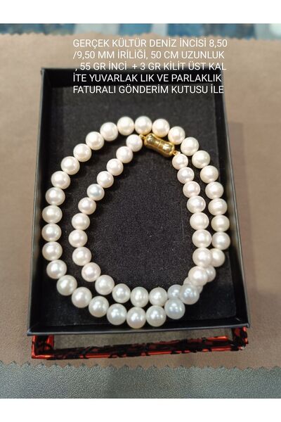 MODAMÜCEVHER GELİN KOLYE GERÇEK DENİZ İNCİSİ YUVARLAK EXCELENT