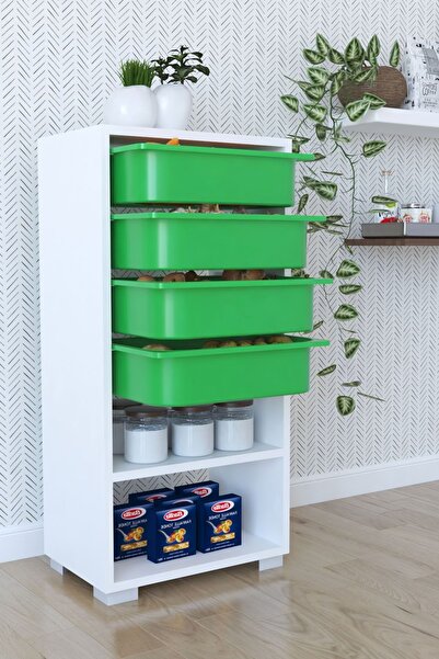 Remaks Mutfak Dolabı 4 Sepetli  Çok Amaçlı Dolap - Yeşil