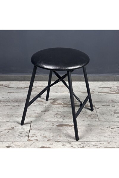 eportatif Siyah Döşemeli Sandalye Tabure Mutfak Sandalyesi 1239