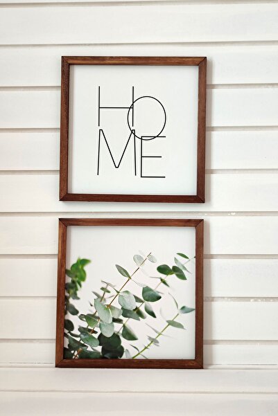 Tooall Oturma Odası, Okaliptüs Home Yazılı Ahşap Çerçeveli Tablo Seti