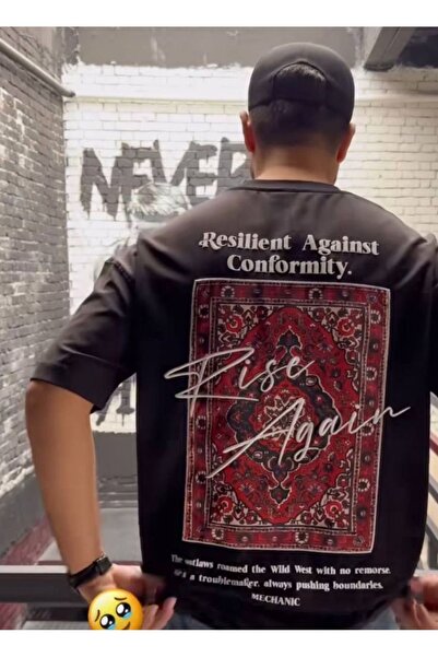 Massgai تي شيرت Rise Again للجنسين - نمط إيراني، طباعة خلفية، مقاس كبير 100% قطن