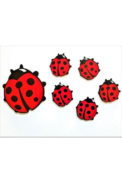 AKIN AKSESUAR HEDİYELİK Figured Ladybug - Door, Wall and Cabinet Paste Ornament Decoration