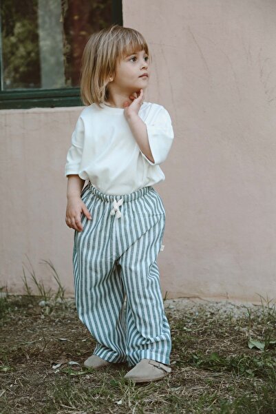 OhlalaKoala Unisex Khaki Striped Cotton Children's Pants