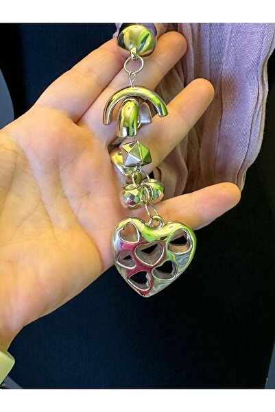 Gönülden Tasarım 180 CM Combed Cotton Women's Scarf - With Iron Toe and Chain Detail, Pink