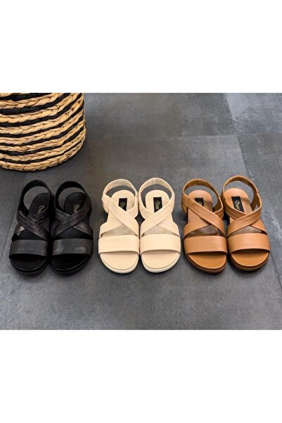 DİVA Diva Cream Δερμάτινο - Καθημερινή Γυναικεία Κρέμα Σανδάλια i