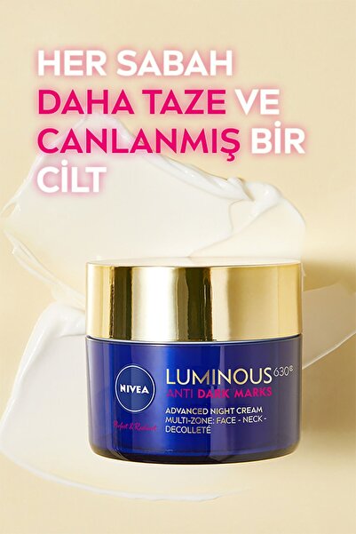 NIVEA Luminous630 Leke Karşıtı Gece Bakım Yüz Kremi 50ml,hyaluronik Asit, Tüm Cilt Tipleri
