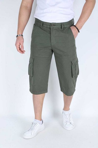 RetroPark MEN'S BERMUDA SHORTS LONG CAPRY CARGO POCKET BERMUDA LONG CAPRY KNEE BOTTOM