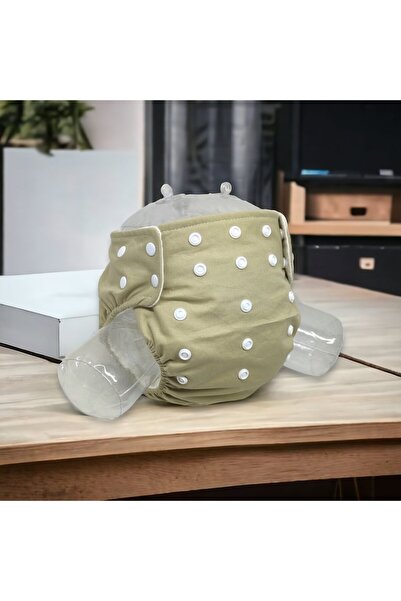 BEZHANE Baby YBB Yıkanabilir Bebek Bezi Cepli Haki Renk Çıt Çıtlı(8kg-18kg)