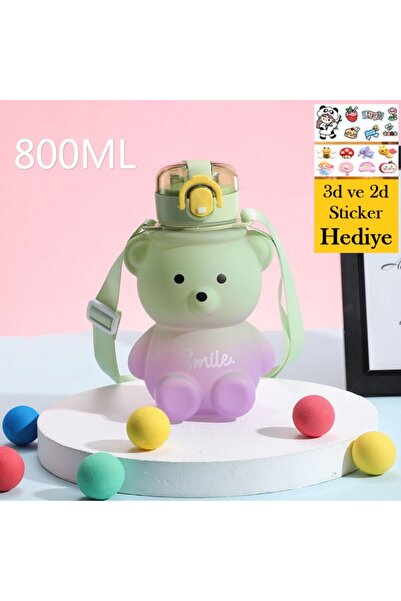 Duffa Ayıcık Model Su Matarası Su Şişesi Suluk Pipetli 800 Ml Bpa Içermez Sul...