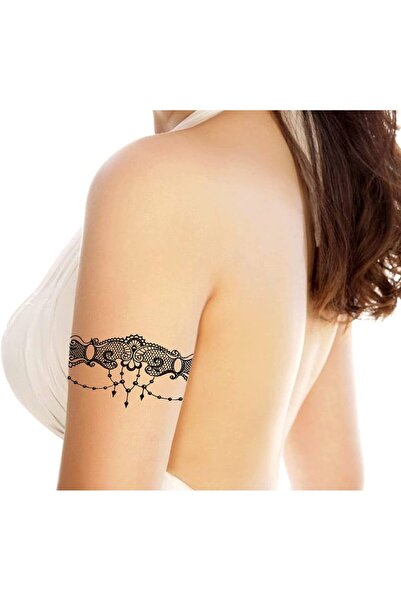 Tattoo Gerçekci Geçici Jartiyer Silah Dantelli Dövme Etiket Kadın Kol Bacak