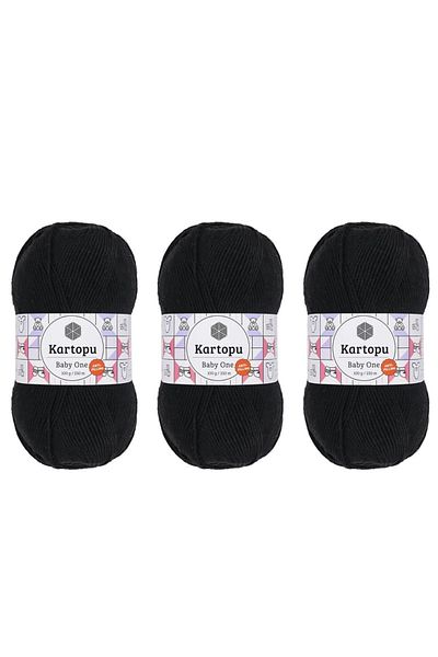 Kartopu Baby One Black Antipilling Πλεκτό Χεριών - 100gr, 3 Τεμάχια K940