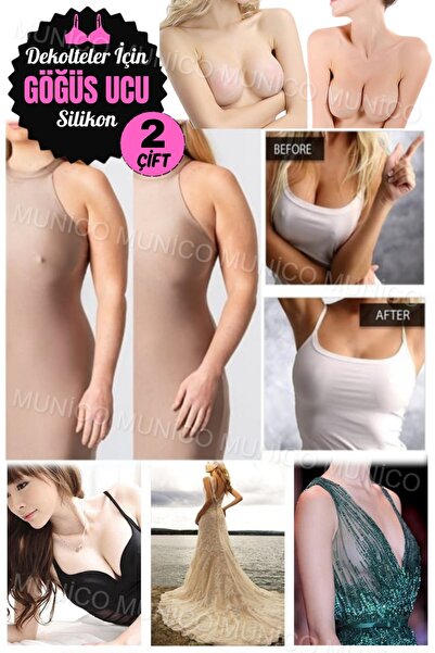 Munico 2 Çift Silikon Meme Meme Kapsayan Sutyen Doğal Renk Bir Boyut Meme Ucu...