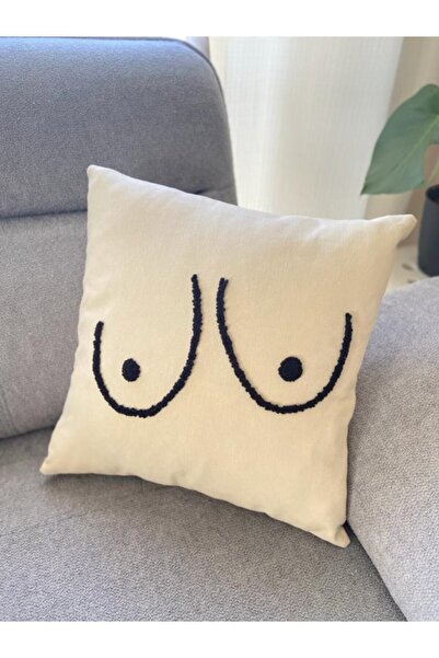 La Vivi Boobs Siyah Punch Kırlent Kılıfı Yastık Kılıfı 42*42 Cm