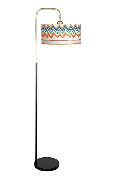 Vinner Potenza Eskitme Detaylı Siyah Metal Lambader - Krem Wawe