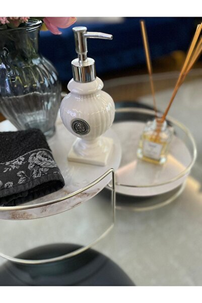 Hazella Home منظم مجوهرات مستحضرات التجميل للحمام، حامل عطور متعدد الأغراض، صينية عرض مكونة من طبقتين