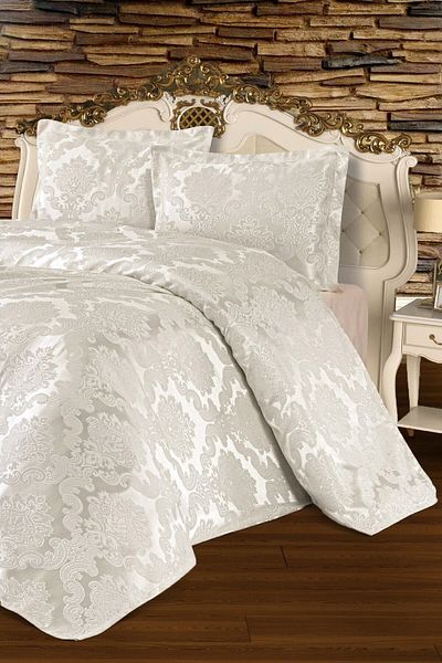 Çt Çeyizci Tekstil Cream Pique Set Double Jacquard