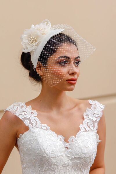 Turkuaz Gelin Kep, Vualet, Şapka, Nikah Ve Dış Çekim Şapka