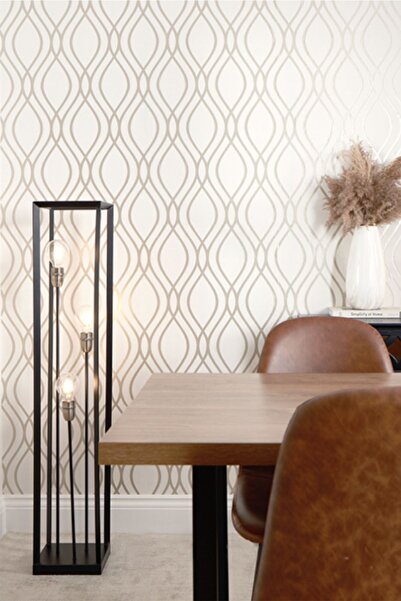 Bien Duvar Kağıtları Bien Exclusive 610 Kabartmalı Dalga Çizgi Krem Gold Dese...