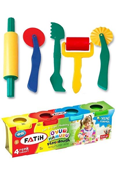 Mahi Max Oyun Hamuru 4 Renk Fatih 520gr & 5'li Merdane Bıçak Silindir Oklava ...