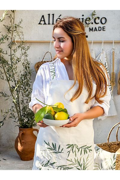 Allegorie.Co Olive Branch Hand Printed Apron